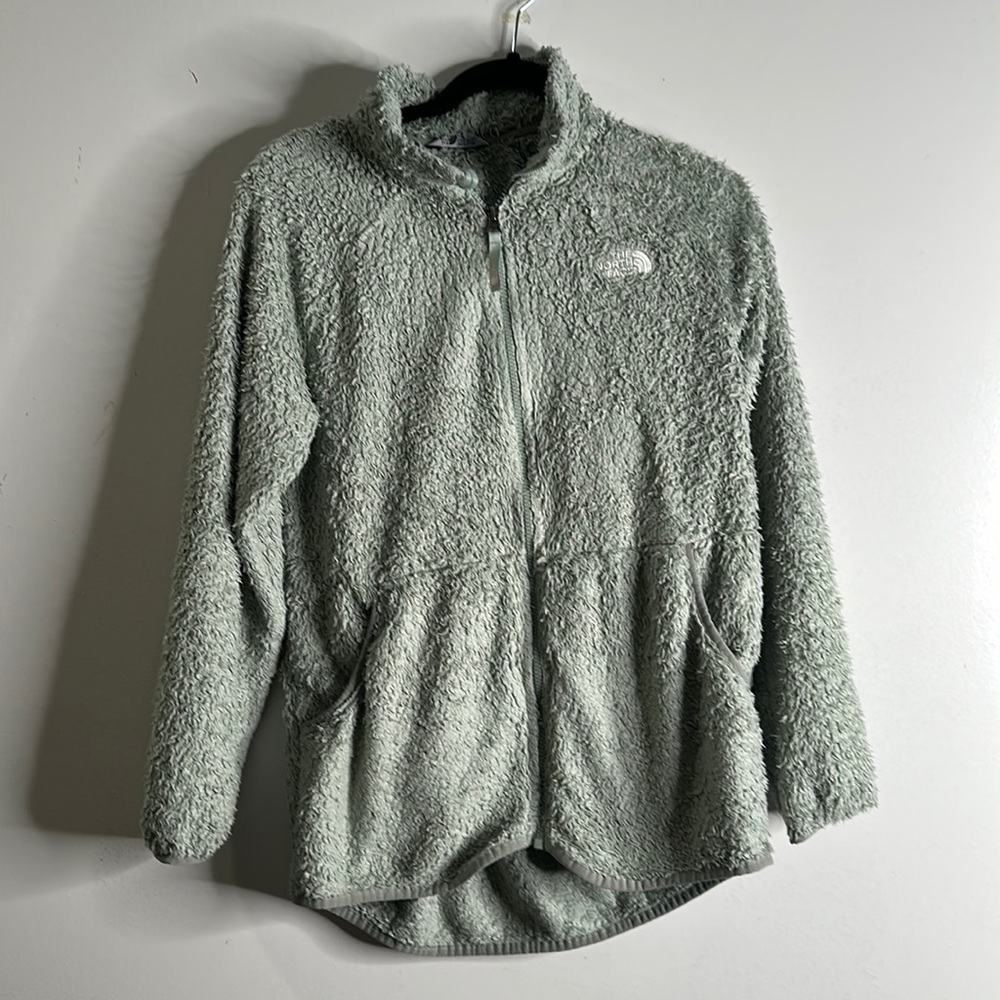 The north face sage green zip up jacket size XL